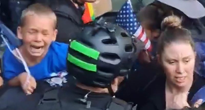Antifa mob berates a CHILD in shocking footage