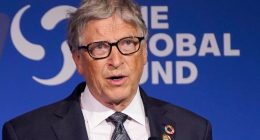 Bill Gates speaking at the Global Fund conference.