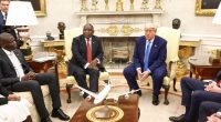 President Donald Trump and South Africa's President Cyril Ramaphosa meeting in the Oval Office.