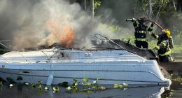 Boat catches fire at Trout Creek Memorial Park and Marina in St. Augustine