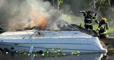 Boat catches fire at Trout Creek Memorial Park and Marina in St. Augustine