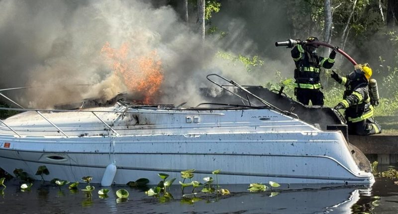 Boat catches fire at Trout Creek Memorial Park and Marina in St. Augustine