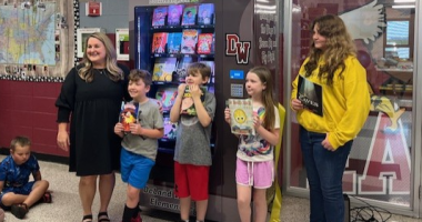 Book vending machine encouraging good behavior in Weldon