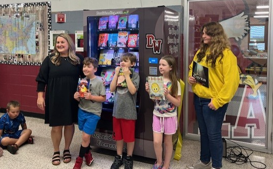 Book vending machine encouraging good behavior in Weldon