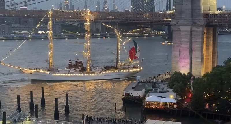 Brooklyn Bridge is hit by boat in jaw-dropping footage