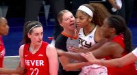 Caitlin Clark SHOVES Angel Reese to the floor as tempers flare