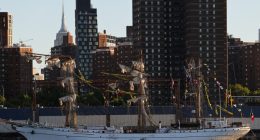 Damaged Mexican Navy sailing ship, Cuauhtémoc, in New York City.