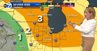 Chicago weather forecast today includes conditional severe threat, risk of large hail, lightning during Beyoncé concert
