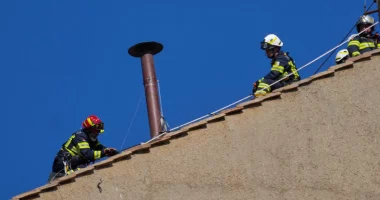 Chimney installed on Sistine Chapel's roof ahead of conclave to pick Pope Francis' successor
