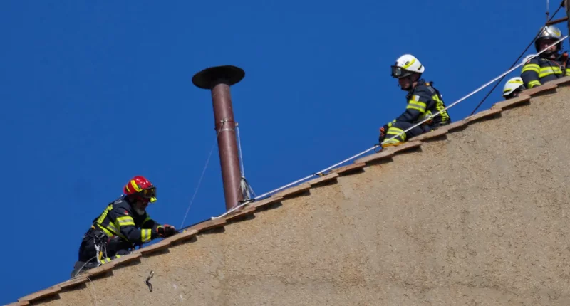 Chimney installed on Sistine Chapel's roof ahead of conclave to pick Pope Francis' successor