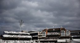 General view of a cricket match at The Kia Oval.