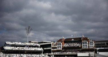 General view of a cricket match at The Kia Oval.