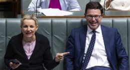 Sussan Ley and David Littleproud during Question Time at Parliament House in Canberra on Tuesday 1 August 2023.