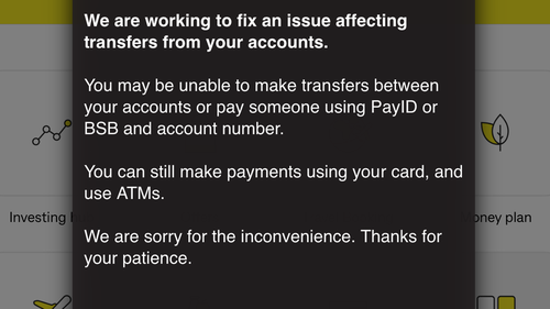 Commï»¿onwealth Bank app and NetBank customers are unable to transfer money or pay someone due to an issue affecting the system.