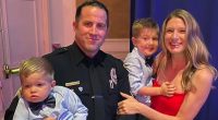 Cop surprises friends as they arrive to tell his wife he'd been shot