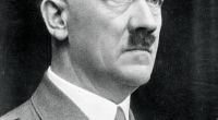 Black and white portrait of Adolf Hitler.