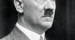 Black and white portrait of Adolf Hitler.