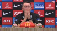 Craig McRae breaks down in post-match interview as AFL rocked by shock death of Adam Selwood