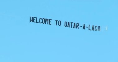 DNC mocks Trump by flying 'Qatar-a-Lago' banner over Mar-a-Lago estate in Florida