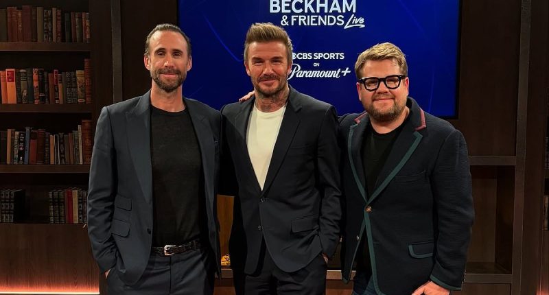 David Beckham is joined by James Corden on his chat show amid mystery