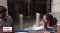 Screenshot of a Newsmax live report on Cardinal Prevost being the first American elected as Pope.