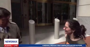 Screenshot of a Newsmax live report on Cardinal Prevost being the first American elected as Pope.