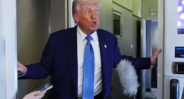 Donald Trump speaking to the media.