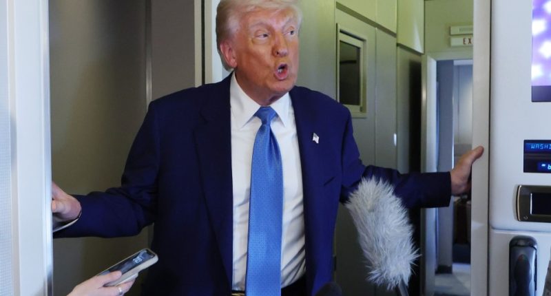 Donald Trump speaking to the media.