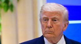 Close-up of Donald Trump at a business forum.