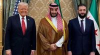US President Donald Trump, Saudi Crown Prince Mohammed bin Salman and Syria’s President Ahmed al-Sharaa in Riyadh on Wednesday