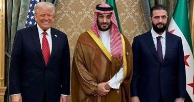 US President Donald Trump, Saudi Crown Prince Mohammed bin Salman and Syria’s President Ahmed al-Sharaa in Riyadh on Wednesday