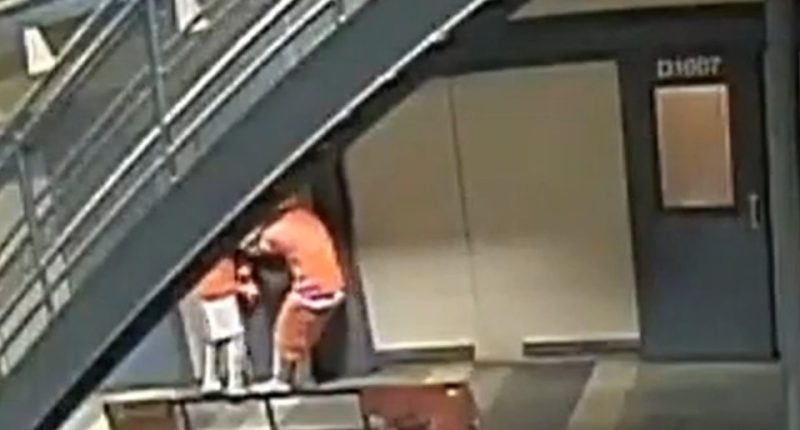 Security footage of prisoners escaping a jail.
