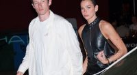 Dua Lipa sizzled in a leather black mini dress as she joined her fiancé Callum Turner for a date night in New York City on Friday