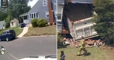 Dump truck into house: Shocking dashcam video shows moment dump truck hits house in Woodbury Heights, NJ