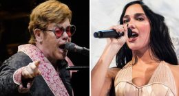 (L-R) Elton John and Dua Lipa