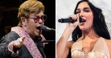 (L-R) Elton John and Dua Lipa