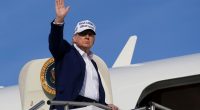 President Trump waving goodbye from Air Force One.