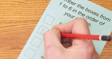 Australian voting ballot with fictitious names