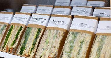 Assortment of individually packaged sandwiches.