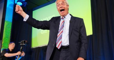 Nigel Farage giving a speech.