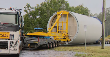 There are fears a highway overpass could be closed for more than a year after a wind turbine part became stuck yesterday in Queensland.