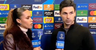 Football fans rip into Mikel Arteta over very AWKWARD interview and claim Arsenal boss 'malfunctioned' when quizzed on Champions League loss to PSG
