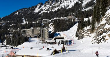 View of Flaine ski resort in the French Alps.