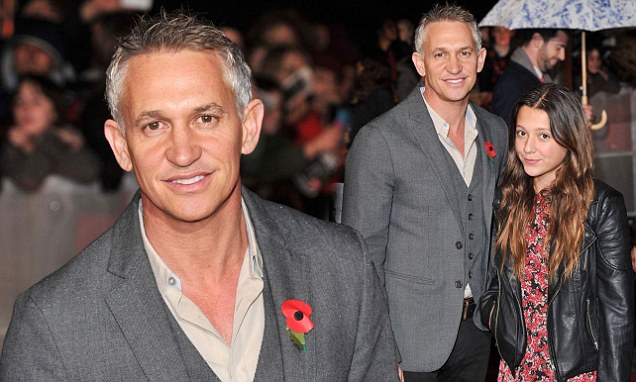 Gary Lineker takes his step-daughter to Hunger Games premiere