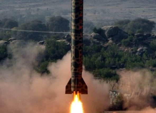 epa02503592 A handout picture released on 21 December 2010 by Pakistani military Inter Services Public Relations (ISPR) shows a Medium Range Ballistic Missile Hatf V (Ghauri) missile taking off during a test fire from an undisclosed location in Pakistan. Pakistan successfully test fired Hatf V, medium-range ballistic missile, on 21 December. Ghauri ballistic missile is a liquid fuel missile which can carry both conventional and nuclear warheads over a distance of 1300 Kms. EPA/ISPR / HANDOUT EDITORIAL USE ONLY NO SALES