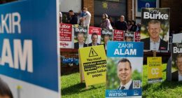 FEDERAL ELECTION. People line up to vote at Bankstown Senior Citizens Centre, Bankstown in the southwest Sydney electorate of Blaxland. Saturday May 3, 2024. Photo: Max Mason-Hubers
