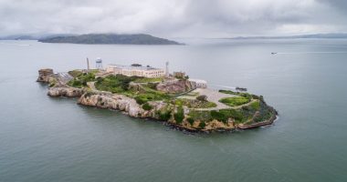 Aerial view of Alcatraz Island.