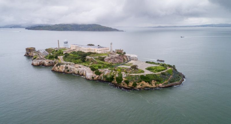Aerial view of Alcatraz Island.