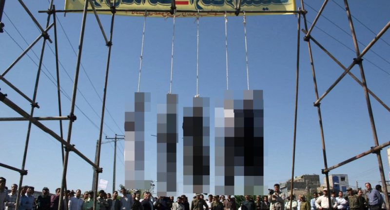 Public hanging of five people.