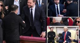 JD Vance and Volodymyr Zelensky shake hands during first encounter since Oval Office blow-up